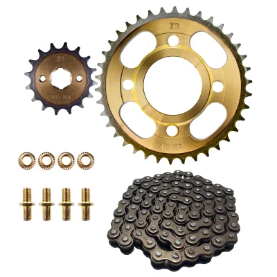 ست دنده زنجیر موتور سیکلت فابریک مدل C125 38T/15T  428H-102L مناسب برای هندا 125 مجموعه 11 عددی