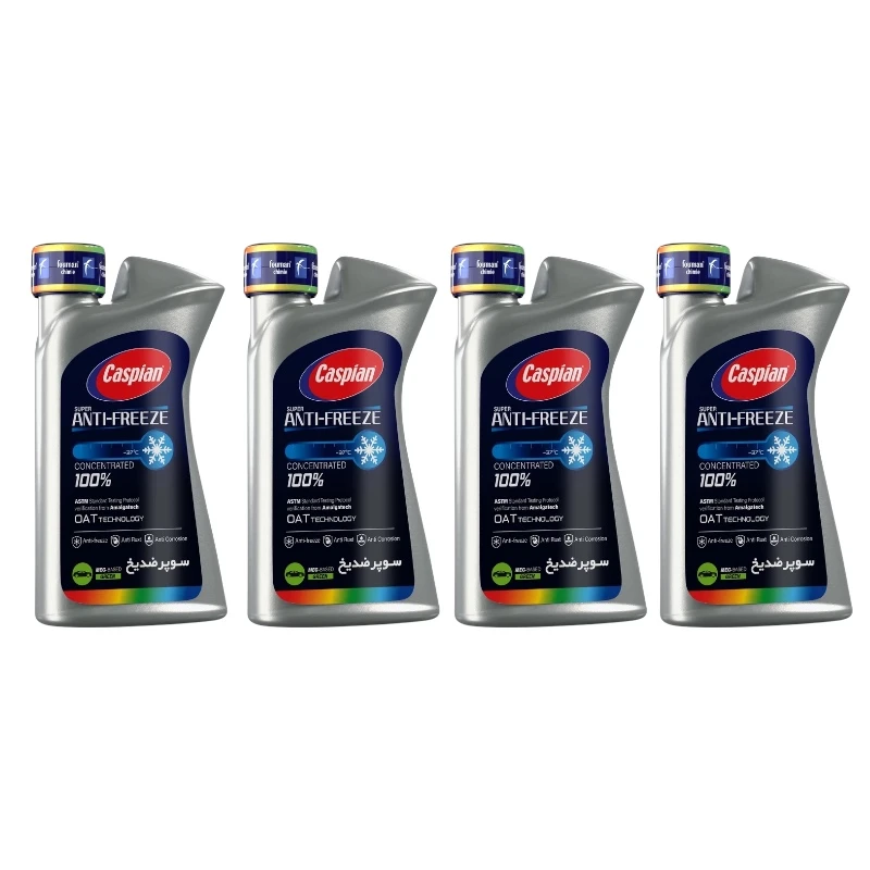 4951b02db5eb9f12c3e8e9bef32ac877ab40fab9_1760611810.webp ضدیخ و ضدجوش 100 درصد خالص کاسپین مدل Four Seasons حجم 900 میلی لیتر بسته 4 عددی - تصویر 1