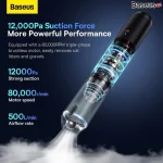 جارو شارژی خودرو بیسوس مدل A3 Lite 100W Black - تصویر 3