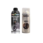 اسپری رنگ موتور سیکلت مشکی مات  و اسپری رنگ رینگ طلایی دوپلی کالر مدل D2 حجم 400 میلی لیتر مجموعه 2 عددی